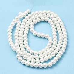 焼き絵用塗料でパール加工したガラスパールラウンドビーズの連売り 10本  ホワイト  6~7mm  穴：1mm  約145個/連  31.40インチ（79.75cm）&nbsp;HY-SZ0001-02B-03