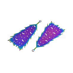 ステンレスペンダント201個  エッチングされた金属装飾  クリスマスツリー  虹色  44.5x22x0.3mm  穴：1.4mm&nbsp;STAS-N102-12M