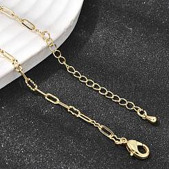 2.5mmの真鍮テクスチャーオーバルリンクチェーンネックレス（女性用）  長持ちメッキ  ラックめっき  鉛フリー＆カドミウムフリー  18KGP本金メッキ  18.50インチ（47cm）&nbsp;NJEW-F366-06B-G
