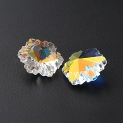 カット加工ガラスペンダント  ABカラー  クリアAB  スノーフレークチャーム  14x12.5x7.5mm  穴：1.4mm&nbsp;LS-GLAA-WH0035-22A
