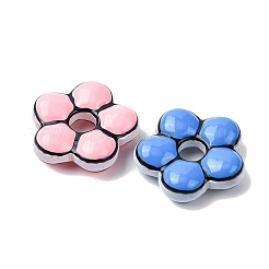 手作りのガラスエナメルビーズ  花  染め＆加熱  ミックスカラー  24x24.5x7~8mm  穴：5.8mm&nbsp;GLAA-K070-06
