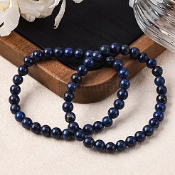 天然ラピスラズリビーズのストレッチブレスレット  2-1/4インチ（5.6cm）&nbsp;X-BJEW-F202-04