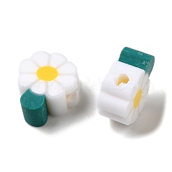 手作り樹脂粘土ビーズ  花  ホワイト  12x9x4mm  穴：1.5mm&nbsp;CLAY-Z001-01