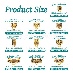 100スタイルのチベットスタイルの合金チューブベイル20個。  ループベイル  チューブ＆バレルカービングフラワー  ミックスカラー  8~11x6~17x5~7.5mm  穴：1.4~2mm  5個/スタイル&nbsp;TIBEB-TA0001-27