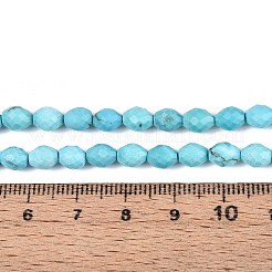 染められた天然の青いターコイズビーズの連売り  バレル  多面カット  5.5~6.5x5~5.5mm  穴：1~1.2mm  約57~61個/連  13.98~14.17''（35.5~36センチメートル）&nbsp;G-T142-80