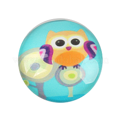 ポップなフクロウプリントガラス半円/ドームカボション  ミックスカラー  16x5mm&nbsp;GGLA-N004-16mm-B