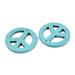 合成ハウライトビッグペンダント  染め  ピースサイン  ターコイズ  55x4mm  穴：1mm  約51個/1000g&nbsp;TURQ-GP204-1
