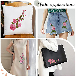 10個 5スタイル コンピューター刺繍布縫い付けパッチ  マスクと衣装のアクセサリー  アップリケ  花  ショッキングピンク  78~395x105~210x2~5.5mm  2個/スタイル&nbsp;DIY-CY0001-07