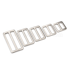 合金バックル  ストラップレザークラフトバッグベルト用  長方形  プラチナ  26~39x25.5~58.5x3~3.5mm  穴：7.5~8.5x19~51mm  16個/箱&nbsp;PALLOY-TA0002-11P