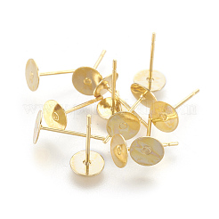 202 ステンレススチールスタッドピアス金具  304ステンレスピン付き  24KGP本金メッキ  12x6mm  ピン：0.7mm&nbsp;STAS-F186-01G-6mm