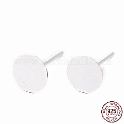 スターリングシルバーのラウンド フラット パッド スタッド イヤリング 925 個  スタンプ925個付き  銀  11.5x6mm  ピン：0.8mm&nbsp;STER-T002-201S