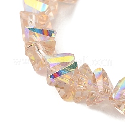 透明ガラスビーズ連売り  多面カット  ABカラー  三角形  桃パフ  6x6x3mm  穴：1.2mm  約87~93個/連  9.45''~11.61''（24~29.5センチメートル）&nbsp;EGLA-P061-04B-AB02