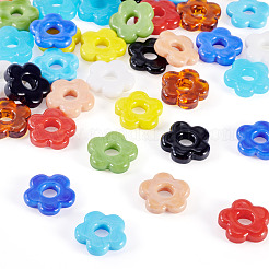 40個10色手作りランプワークビーズ  花  ミックスカラー  15~16x16x3.5~4.5mm  穴：4.5~5mm  4個/カラー&nbsp;LAMP-TA0001-65