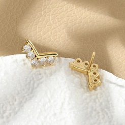 真鍮マイクロペーブクリアキュービックジルコニアスタッドピアス  鉛フリー＆カドミウムフリー  長持ちメッキ  ラックめっき  18KGP本金メッキ  8x12mm&nbsp;EJEW-R016-26G-06