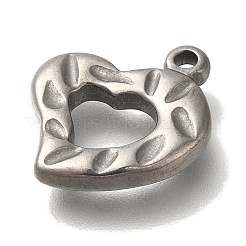 304ステンレスペンダント  ハートチャーム  アンティークシルバー  18x16x2.8mm  穴：1.8mm&nbsp;STAS-H223-19AS-02