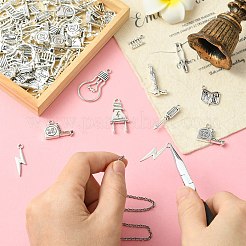 チベットスタイルの合金ペンダントセット90個、9つのスタイル  アンティークシルバー  15~32x6~23x1.5~5mm  穴：1.2~2.5mm  10個/スタイル&nbsp;TIBEP-CJ0003-55