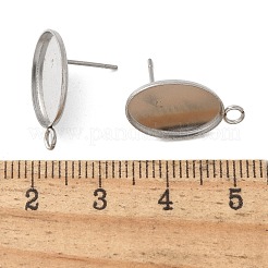304ステンレススチールスタッドピアス  オーバル  ステンレス鋼色  18x11mm  穴：2mm  ピン：0.7x11mm&nbsp;LS-STAS-C117-07P