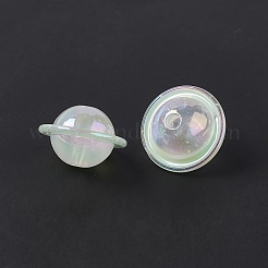 UVメッキレインボー虹色アクリルビーズ  惑星  アクアマリン  22.5x15mm  穴：3.5mm&nbsp;PACR-M003-11I