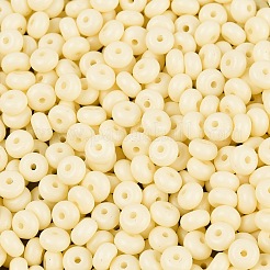 オペークガラスシードビーズ  丸い穴  ロンデル  レモンシフォン  4~4.5x2~3mm  穴：0.9~1mm  約6430個/ポンド&nbsp;SEED-N012-09A-02