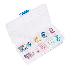 オーガナイザー収納プラスチックボックス  長方形  ホワイト  13.5x7x3cm  コンパートメント：3x2.5センチメートル  10区画/ボックス&nbsp;CON-BC0001-02