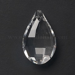 クリアガラスペンダント  シャンデリアクリスタル吊り下げペンダント用  多面カット  ティアドロップ  透明  36x22.5x11mm  穴：1.8mm&nbsp;GLAA-F118-03
