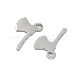 304ステンレススチールチャーム  斧チャーム  ステンレス鋼色  12x7x1mm  穴：1.5mm&nbsp;STAS-L022-463P