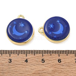 プリントブラスペンダント  フラットラウンドのチャーム  ラックめっき  長持ちメッキ  鉛フリー＆カドミウムフリー  ゴールドカラー  ミックスカラー  20x17.5x5mm  穴：2.5x1.5mm&nbsp;KK-CBAF9BC-15G