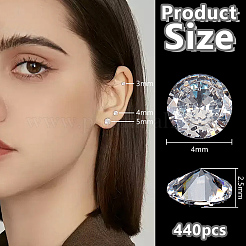 キュービックジルコニアカボション  グレードA  多面カット  ダイヤモンド  4x2.5mm  440個/セット&nbsp;ZIRC-FG0001-09B