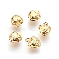 304ステンレススチールチャーム  膨らんだ心  18KGP本金メッキ  9x7x4mm  穴：1mm&nbsp;STAS-F180-03G