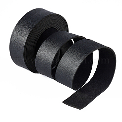 フラット片面模造レザーコード  ライチ模様  ブラック  25x1.8mm  2500mm/ロール&nbsp;LC-WH0002-01A