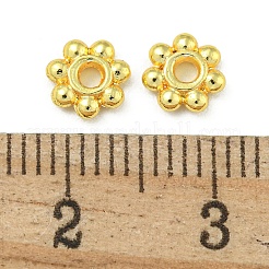 ラックメッキ亜鉛合金スペーサービーズ  長持ちメッキ  花  18KGP本金メッキ  6x1.5mm  穴：1.5mm&nbsp;FIND-T071-04G-C01