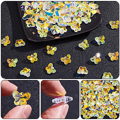 100個のガラスチャーム  蝶  ABカラー  多面カット  クリアAB  11.5x14.5x6mm  穴：1.2mm&nbsp;GLAA-SP0001-66