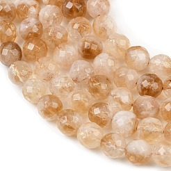 加熱された天然シトリンビーズ連売り  ラウンド  多面カット  ペルー  8~8.5mm  穴：0.8mm  約46~47個/連  14.88''（37.8cm）〜15.16''（38.5cm）&nbsp;G-D359-A01-8mm