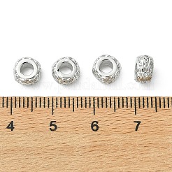シェグレイスの真鍮ビーズ  カドミウムフリー＆ニッケルフリー＆鉛フリー  テクスチャーロンデル  プラチナメッキ  7x4.5mm  穴：2.9mm&nbsp;XGRQ1H526-331P