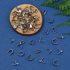 60個 6スタイル 304ステンレススチール スナップオンベイル  ステンレス鋼色  8.5x3.5x4mm  インナー：3x8mm&nbsp;STAS-YW0002-83