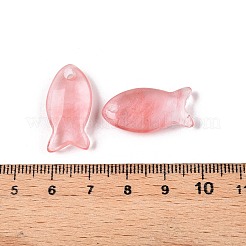 チェリークォーツガラスペンダント  魚のチャーム  23.5~24.5x12x5~6mm  穴：2mm&nbsp;G-N342-106M