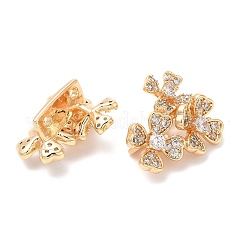 真鍮のスライドチャーム  カドミウムフリー＆ニッケルフリー＆鉛フリー  ガラスと  花  18KGP本金メッキ  16x15x9mm  穴：1.2mm&nbsp;KK-K333-38G