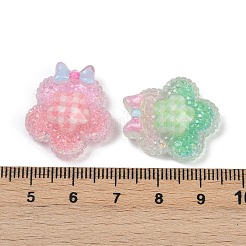 不透明な樹脂の花のカボション  ちょう結びに  ツートン  ミックスカラー  22x21x8mm&nbsp;RESI-R465-03