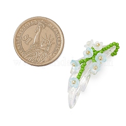 ガラスシードビーズのユリの枝ペンダント  アクリルと  淡いターコイズ  42x20.5x12mm  穴：2.5mm&nbsp;PALLOY-MZ00900-05