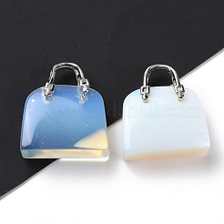 オパライト真鍮ペンダント  プラチナ  バッグ  27.5x25x10mm  穴：6mm&nbsp;KK-E274-01P-01