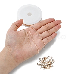 DIY チェーン ブレスレット ネックレス メイキング キット  亜鉛合金カニカンを含む  真鍮製アズキチェーン  アイアン製丸カン  ローズゴールド  チェーン：3m /セット&nbsp;DIY-YW0006-38