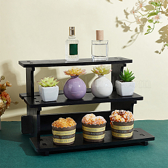 化粧品用1段木製ディスプレイスタンド3袋  ジュエリー  眼鏡  長方形  ブラック  36x28x23.5cm&nbsp;ODIS-PH0002-02
