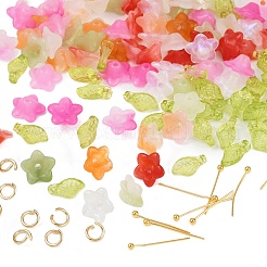 DIYイヤリングキット  クリアアクリルチャーム  アクリルビーズキャップ  ピアスのアクセサリー  花のチャーム  ミックスカラー  9.7x5.5x3.6mm  穴：1.2mm  390個/セット&nbsp;DIY-FP0001-55