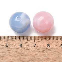 ツートンカラーの天然石風アクリルビーズ  ラウンド  ミックスカラー  16mm  穴：3mm  約220個/500g&nbsp;AC-CBA7B05-06