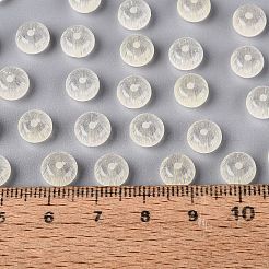 Fgbグレードaドローベンチスタイルガラスシードビーズ  ロンデル  模造キャットアイビーズ  ライトゴールデンロッドイエロー  7.5x4.5mm  穴：1.2~1.4mm  約1250個/ポンド&nbsp;SEED-Q040-02A-03