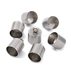 変色しにくい滑らかな表面の201ステンレススチールコードエンド  エンドキャップ  ステンレス鋼色  15x11mm  穴：3.5mm  10mm内径&nbsp;STAS-R063-97