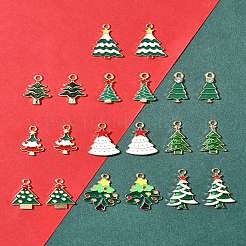20 個 10 スタイルのクリスマス合金エナメルペンダント  クリスマスツリー  ミックスカラー  20~25x11.5~16x1.5~2mm  穴：1.8~2mm  2個/スタイル&nbsp;FIND-FS0002-64