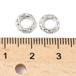 真鍮ビーズ  ハンマーリング  プラチナ  8x8x2mm  穴：4.3mm&nbsp;KK-V015-13P