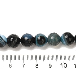 天然瑪瑙（染色・加熱）ビーズ連売り  多面カット  ラウンド  空色  10~10.5mm  穴：1mm  約38個/連  15.16~15.28''（38.5~38.8センチメートル）&nbsp;G-H066-B07-03