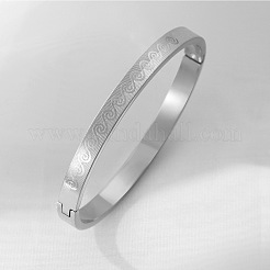 304ステンレススチール製渦巻き模様のヒンジ付き女性用バングル  ステンレス鋼色  内径：2.36インチ（6cm）&nbsp;WG1BED9-02